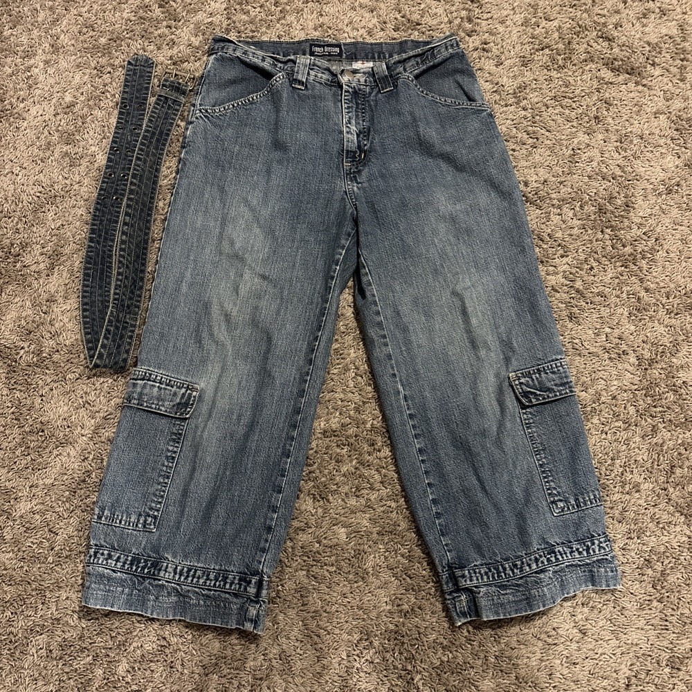 French Dressing Jean Women Size 10‎ Skater Crop Capri With Belt Y2K